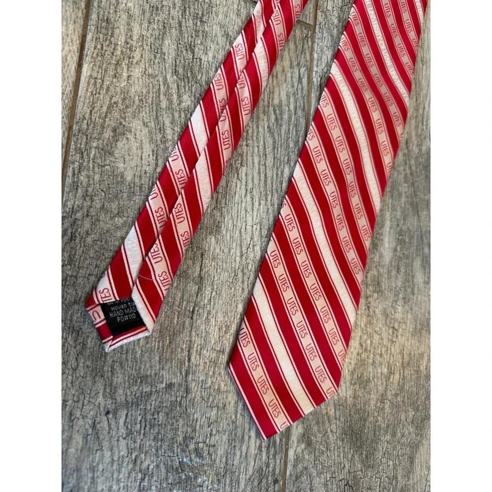 Fan Frenzy University of Utah Utes Necktie Novelty Red White Logo Stripe Mens